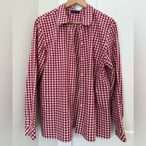 Ann Taylor Red Gingham Button Down